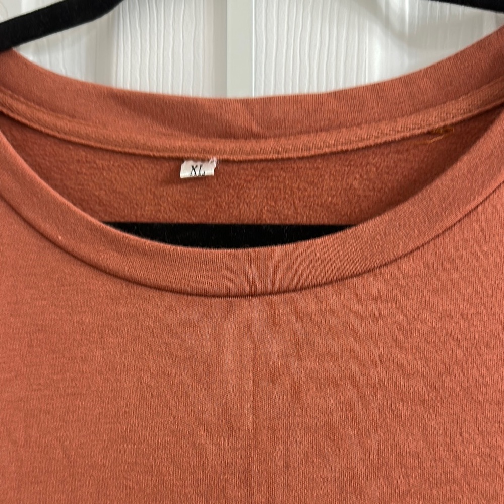 Inherit Rust Orange dress with Cuffed Short Sleeves - Picture 3 of 8